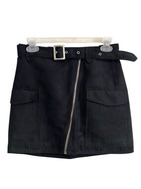 H&M Cargo Mini Skirt 4 Black New Alt Zip Contemporary Minimalist Divided Biker
